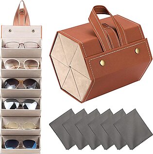 4 | 5 | 6 Slots Leather Sunglasses Case Portable Sunglasses Organizer Travel Eyeglasses Holder Storage For Women Men