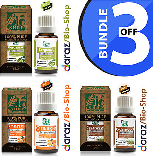 Set of 3 Essential Oils Aromatherapy Essential Oil -Orange - Bergamot - Cedar wood