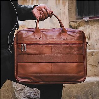 The Executive Original And Genuine Leather Laptop Bag- 100% Original And Pure Leather Bag Best Leather Bag For Office For Men Made From Original And Genuine Cow Hide Leather - Tan