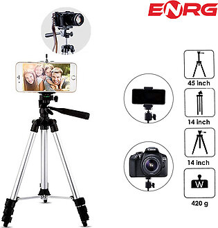Enrg 3.5ft Mobile Phone Tripod Stand With Mobile Phone Holder Portable For Live Stream Video,vlogging,tiktok - Silver