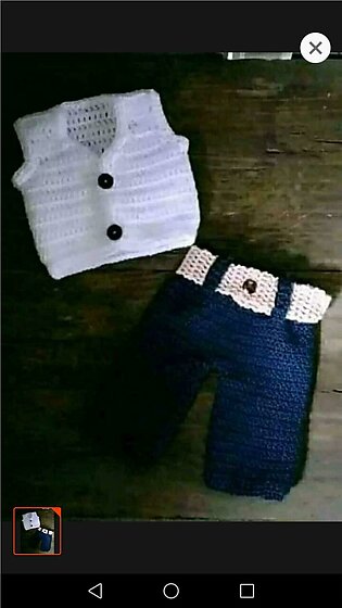 Handmade Crochet Dress Set For Baby Boys