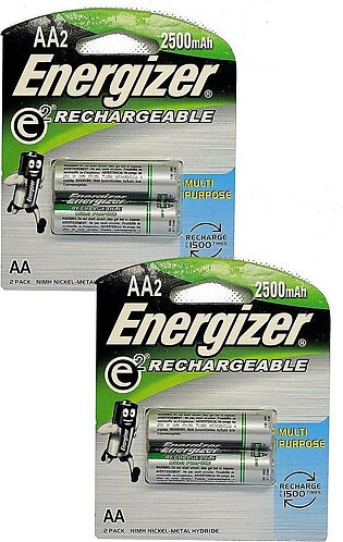 4 pcs Battery AA Energizer Rechargeable Total 4 Cell Batteries 2500mAH