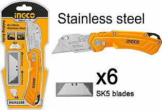 Ingco Stainless Steel Folding Cutter With 6pcs Blades Industrial