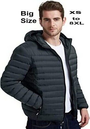 Black Leather Puffer Parachute Jacket For Men