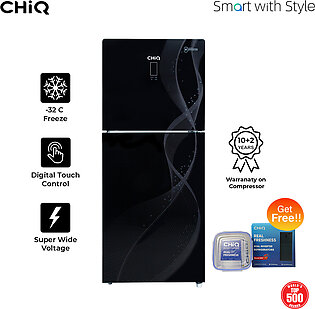 Chiq Refrigerator Ctm-378igb- 4d Dc Inverter Fridge - 14 Cft - Black Color - Glass Door