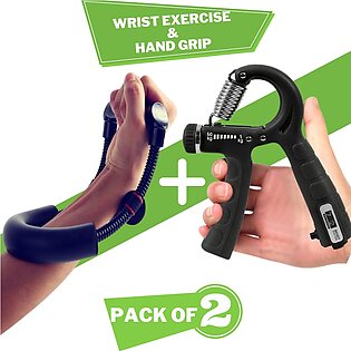 Pack Of 2 (1) Adjustable Sports Grip R Shaped Measurable Exercise Force Spring Gripper Finger Gripper Carp Expander And (1) Wrist Exerciser Hand Strengtheners Wrist And Forearm Strengthening Grip Exercises Equipment Heavy Carbon Steel Non-slip Equipment