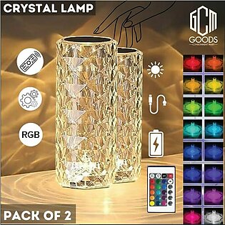 Pack Of 2 Crystal Lamp, Rose Light Diamond Lamp, 16 Colors Rechargeable Table Lamp, Rgb Crystal Diamond Lamp, Touch Control Color Changing Decorative Lights With Remote By Goods Consignment Mart