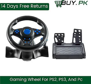 Ibex Racing Wheel Racing Game Steering Wheel With Responsive Gear And Pedals Dual Clutch Launch Control Vibration Controller Compatible Pc /ps2/ps3