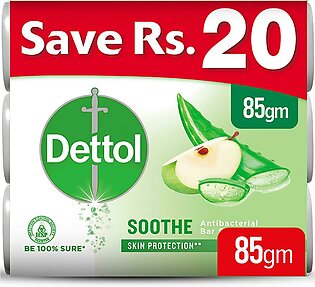 Dettol Soap Bar Effective Germ Protection Soap Aloe Soothe 85gm - Pack of 3