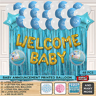 Baby Announcement Solid Latex Printed Balloons Pack 20, 40, 60, 100 Pcs Balloons For Parents Special Day Pink & Blue Printed Balloon Its a Boy It's a Girl Ballons To Welcome New Born Baby Large Size Baloon For Party Decoration & Party Supplies Products