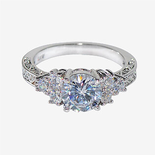 Silver White Diamond Ring For Women