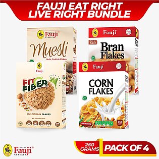 Fauji Eat Right Live Right Bundle (Fit o Fiber, Muesli & Corn Flakes & Bran Flakes 250 Grams X4)