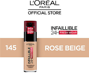 LOreal Paris Infallible 24H Fresh Wear Breathable Liquid Foundation - 145 Rose Beige