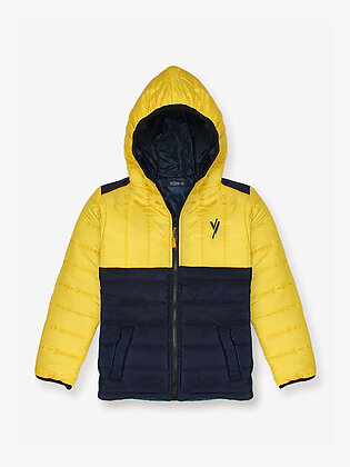 Full Sleeves Hooded Puffer Jacket Boys & Girls Vj010-a Yellow/navy