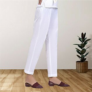 White Cotton Trouser Basic Trouser Capri For Girls Casual Pakistani Dress Salwar Kameez