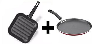 Grill Pan+hot Plate Fry Pan Pack Of 2