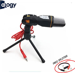 ALOGY Condenser Microphone Omnidirectional Mic 3.5mm Jack For Vlogging With Stand Holder For Sound Podcash Studio Recording Broadcasting Music Singing with Tripod Stand For Mobile Phones, Laptops and Computers