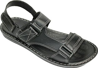 Aerosoft Black Synthetic Leather Sandals For Men P0301