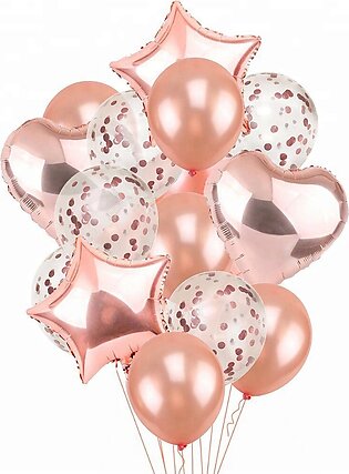 14pcs/set 18inch Heart Star Shape Foil Balloons Clear Latex Confetti Balloons Wedding Decoration Birthday Party