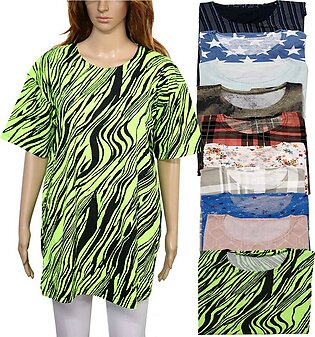 Galaxy Undergarments Pack Of 3 Random Colors Printed Mix Cotton Jersey Free Size Tops T-shirts For Girls For Women