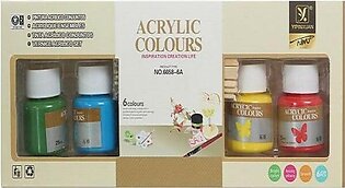Acrylic Painting Colors - 6 Basic Colour Acrylic Paint In Bottle 25ml In Each