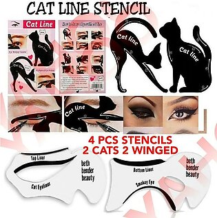 4 PCS Women Cat Line Pro Eye Makeup Tool Eyeliner Stencils Template Shaper Model for women girl Cat Eye