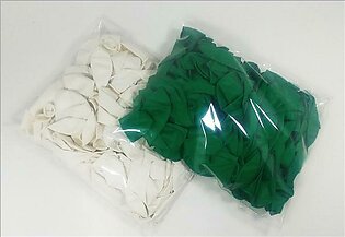 White Green Balloons - White Color Latex Balloon (50) Pieces