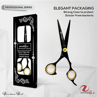 Zayraz Style Professional Barber Razor Edge Hair Cutting Scissors/shears - Barber Hair Cutting Scissor 6.5 Inch Stainless Steel Hairdressing Styling Trimming Shears. (golden Adjustable Screw)