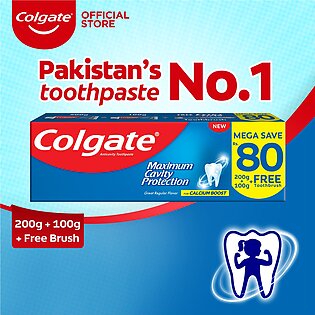 Colgate Maximum Cavity Protection Toothpaste 300 G - Free Toothbrush Inside The Pack