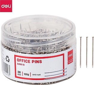 Deli - EZ20513-Office Pins (#2, 24mm, 1'',100grams) - Silver