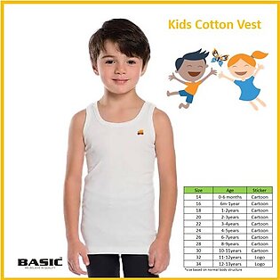 Basic Junior Cartoon Vest / Tank - Pack Of 6 - For Boys And Girls
