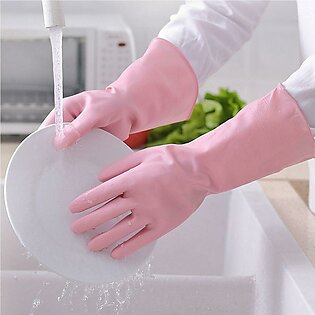 1 Pair Cleaning Gloves Kitchen Waterproof Dishwashing Glove Durable Rubber Dish Washing For Household Chores Cleaning Scrubber