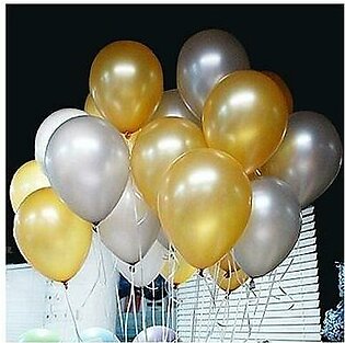 100 Golden & Silver Latex Balloons Pack For Birthday , Anniversary & Party Decoration Best Latex Baloons