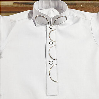 Baby Boy White Kurta Pajama Suit With Design