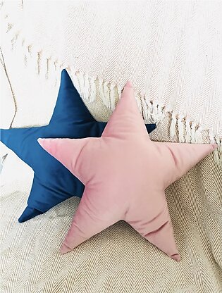Decorative Soft Velvet Pack Of 2 Kids Room Cushions-star And Moon Shape Babies Craddle/ Baby Cot Nursery Pillow