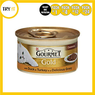 Gourmet Gold Tin Cat Duck Turkey Cat Food 85gm