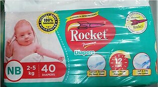 Rocket Diaper Size 0 Premium Quality New Born, 2 - 5kg ( 40 Pcs Pack)