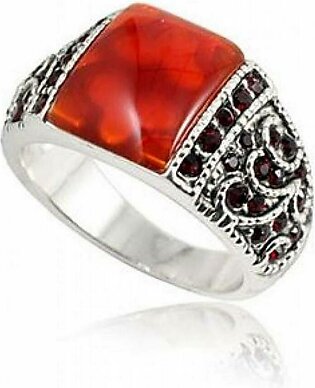 Red Zircon 18k Platinum Plated Ring For Men - Red