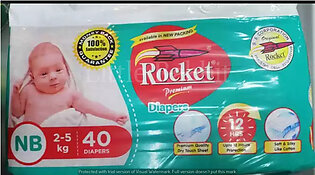 Rocket Premium Diapers New Born Size-1 , 2-5KG (40 Pcs 1 Pack)