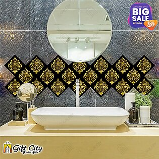 Gift City - Golden Foil Kitchen Tile Stickers Pack Of 6 / 12 / 24 / 48 / 102 Pcs 12x12 Cm Tiles Stickers For Bathroom Kitchen Stickers Wall Wallpaper Border Decoration