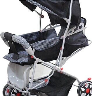 Kids Baby Pram Stroller Adjustable Seat 6 Wheel Stroller With Basket