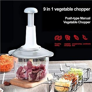 Manual Food Processor Hand Chopper Little Helper For Jome Life 360 Degree Without Dead Angle High Quality And Large Capacity Cup Body Push Type Manual 9 In 1 Vegetable Chopper