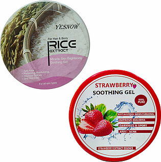 Pack Of 2 Gel - Yesnow Aloe Vera Rice Soothing & Moisturizing Gel And Strawberry Soothing & Moisturizing Gel