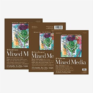 Strathmore 462-111 400 Series Mixed Media Pad, Glue Bound, 15 Sheets