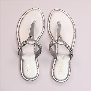 Flat Shoes For Girls & Women - Maahru Silver Braid