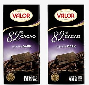 Valor 82% Cacao Supreme Dark Chocolate (2 X 100g) Bars (2 X 100 G)