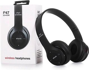 Foldable Bluetooth Wireless P47 4.2+edr Headphones Black