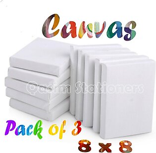 Pack Of 3 PCS - Canvas Board - 8x8  Best For Acrylic & Oil Paints
