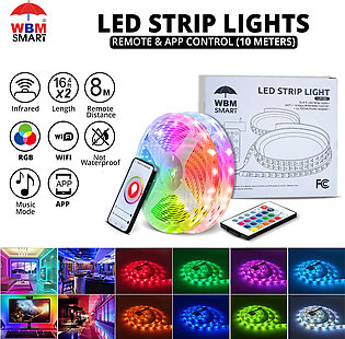 Wbm Smart Color Changing Rgb Led Strip Light, App Control 32.8 Feet Long Strip Light
