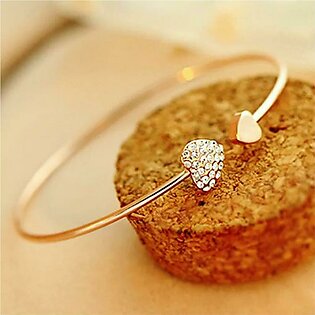 New Fashion Adjustable Crystal Double Heart Bracelet For Women Love Bracelets For Girls Charm Bracelet For Girl